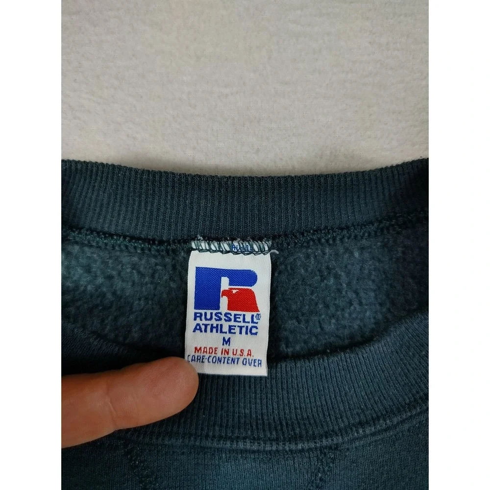Vintage Russell Athletic Sweatshirt Mens Medium Green‎ Crewneck Blank 90s Casual